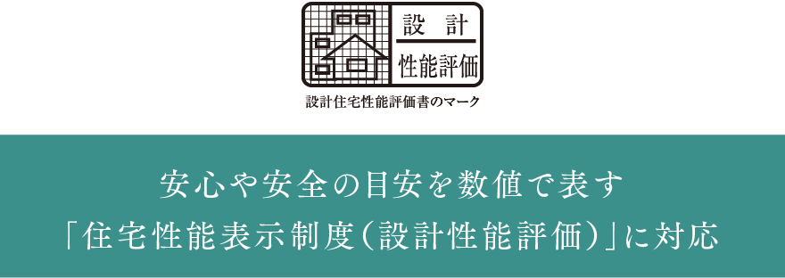 安心や安全の目安を数値で表す「住宅性能表示制度（設計性能評価）」に対応