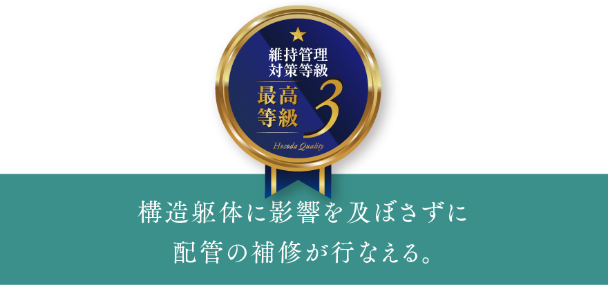 構造躯体に影響を及ぼさずに配管の補修が行なえる。