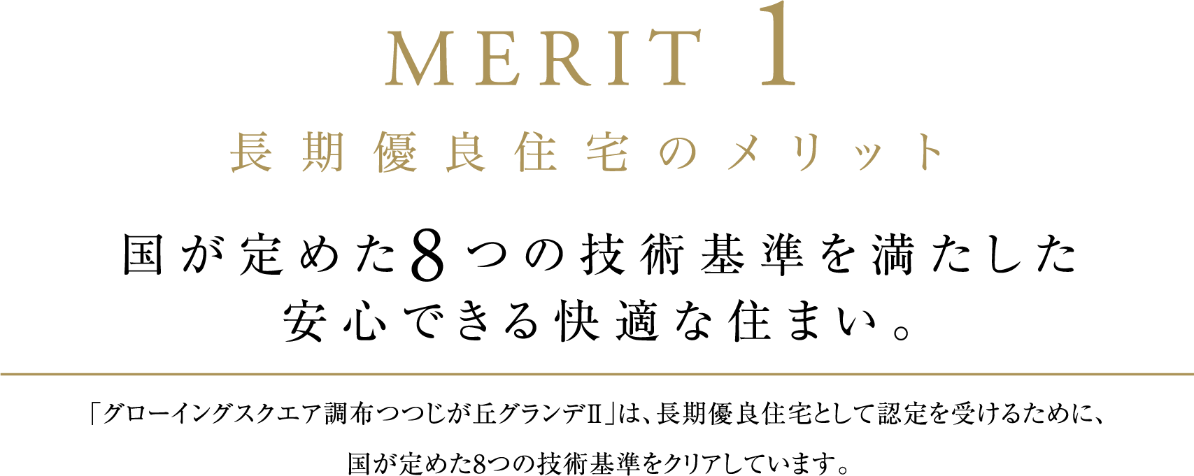 国が定めた8つの認定基準を満たした安心できる快適な住まい。「グランディスト」は、長期優良住宅として認定を受けるために、国が定めた8つの認定基準をクリアしています。