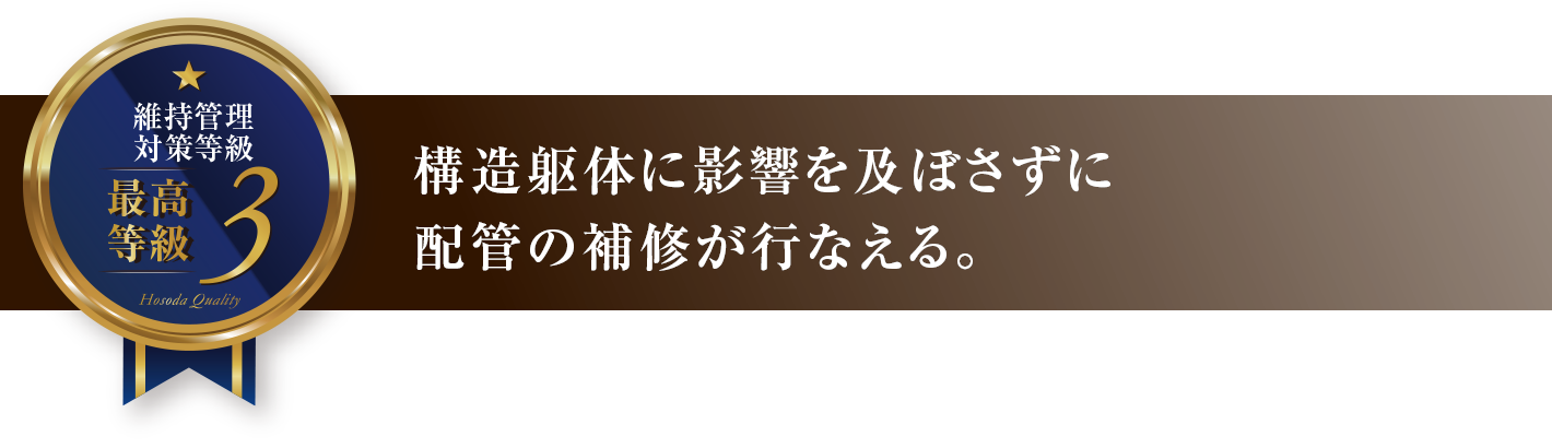 構造躯体に影響を及ぼさずに配管の補修が行なえる。