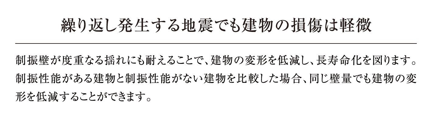 繰り返し発生する地震でも建物の損傷は軽微