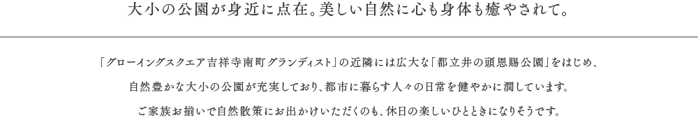 大小の公園が身近に点在。美しい自然に心も身体も癒やされて。