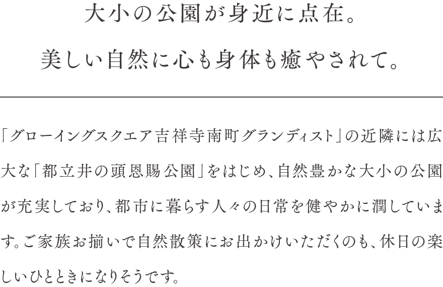 大小の公園が身近に点在。美しい自然に心も身体も癒やされて。