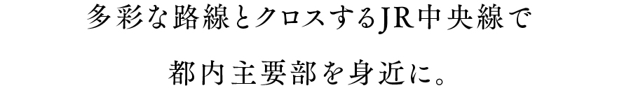 多彩な路線とクロスするJR中央線で都内主要部を身近に。