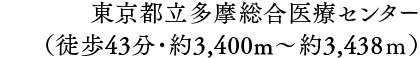 東京都立多摩総合医療センター（徒歩43分・約3,400m〜約3,438ｍ）