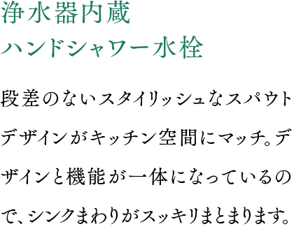 浄水器内蔵ハンドシャワー水栓