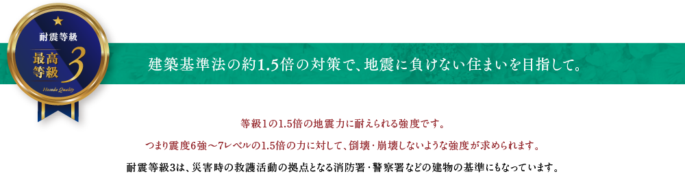 建築基準法の約1.5倍の対策で、地震に負けない住まいを目指して。