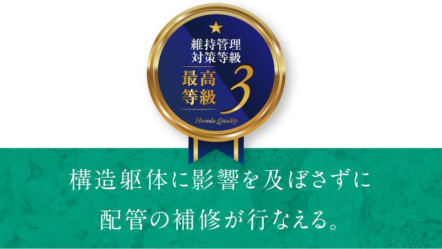 構造躯体に影響を及ぼさずに配管の補修が行なえる。