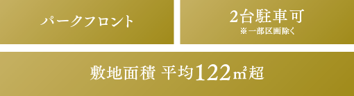 パークフロント 2台駐車可※一部区画除く 敷地面積 平均122㎡超