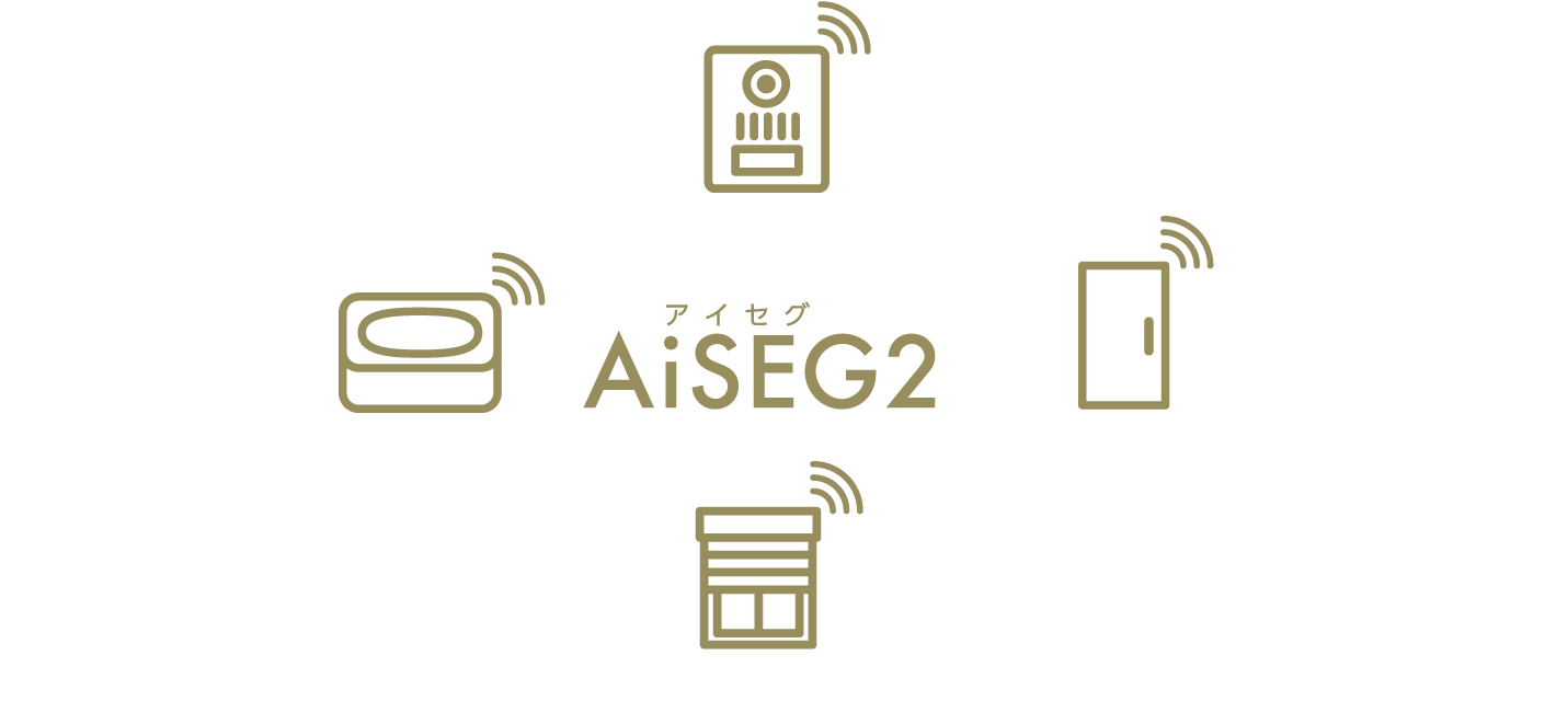 Panasonic社製のAiSEG2を標準装備。インターネットを通じて住まいのさまざまな機器と連携し、スマートフォンアプリでの遠隔操作やAIスマートスピーカーでの音声操作で家電・給湯などを簡単にコントロールできる、先進のスマートホーム仕様です。