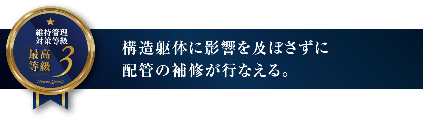 構造躯体に影響を及ぼさずに配管の補修が行なえる。