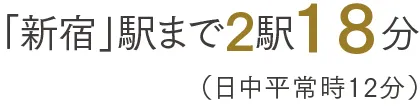 「新宿」駅2駅18分