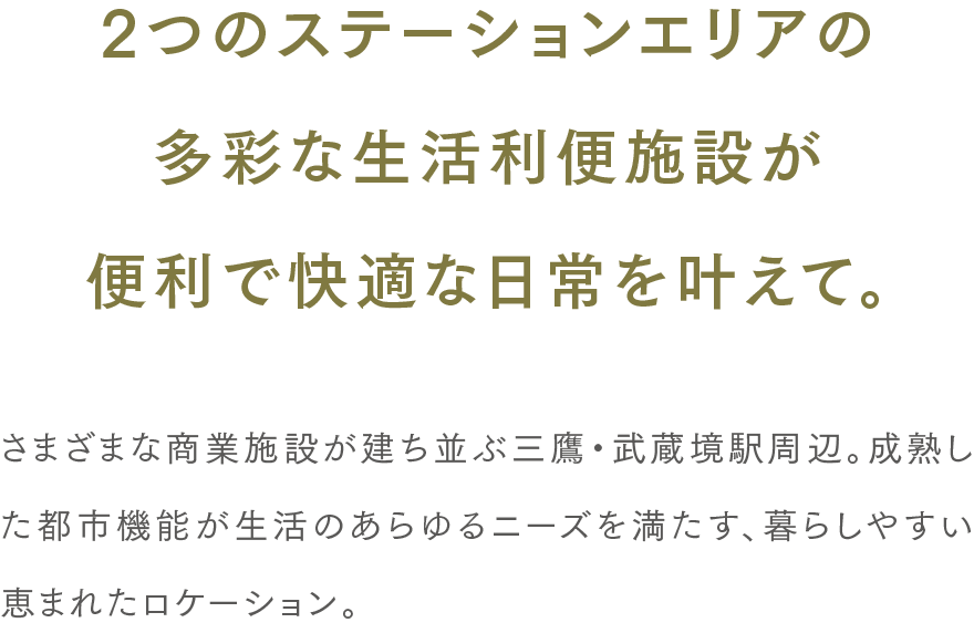 2つのステーションエリアの多彩な生活利便施設が便利で快適な日常を叶えて。