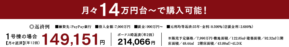 販売予定価格帯：7,900万円台～8,900万円台