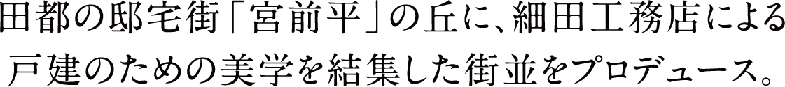 田都の邸宅街「宮前平」の丘に、細田工務店による戸建のための美学を結集した街並をプロデュース。
										