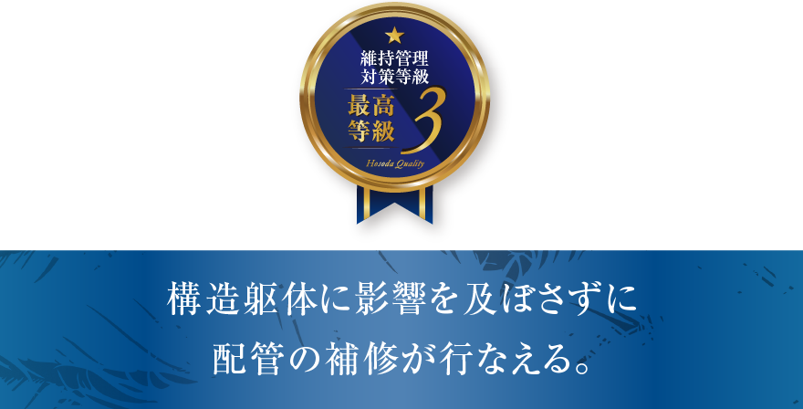 構造躯体に影響を及ぼさずに配管の補修が行なえる。