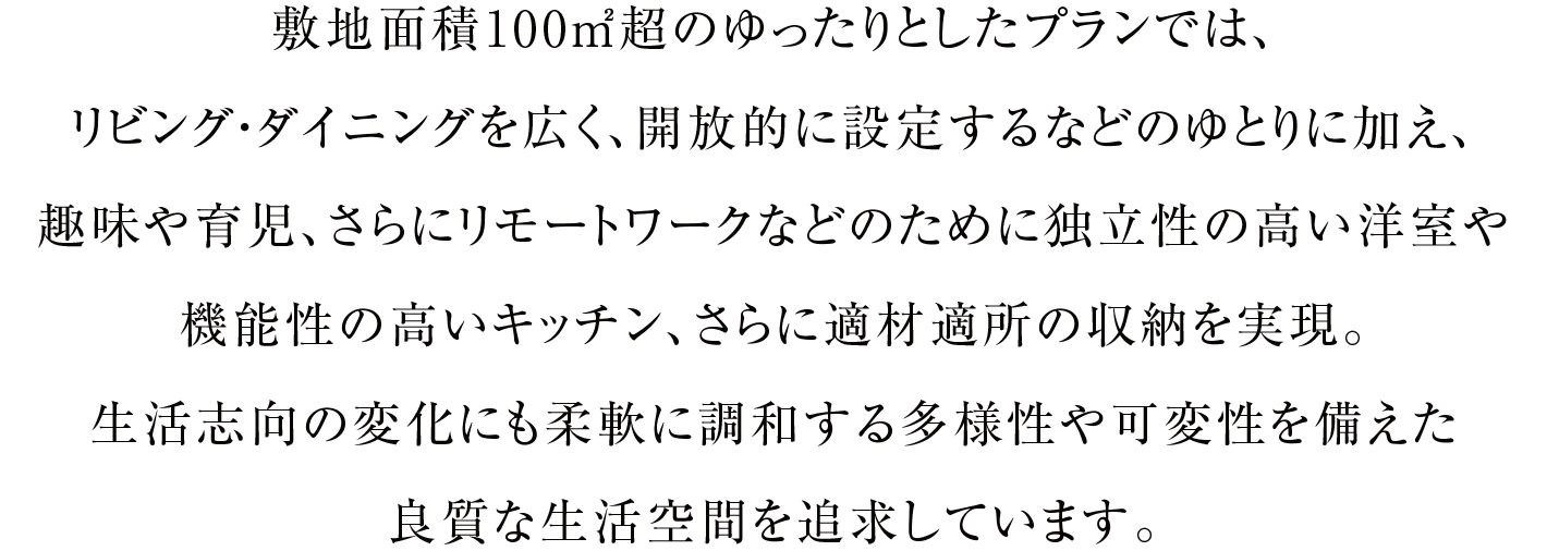 スタディカウンターやL字型キッチンを実現した機能的な邸。2階リビングや独立性の高い1階洋室によって暮らしやすさを高めた邸。上部吹抜の2階リビングが開放的な日常へ誘う邸。1階に配したLDK や洋室が一体利用できるゆとりの邸。それぞれ4棟をご提案します。