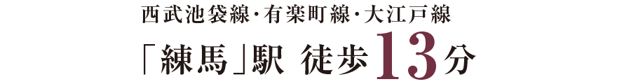 西武池袋線・有楽町線・大江戸線 「練馬」駅 徒歩13分