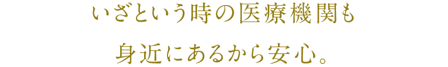 いざという時の医療機関も身近にあるから安心。