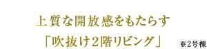 上質な開放感をもたらす「吹抜け２階リビング」